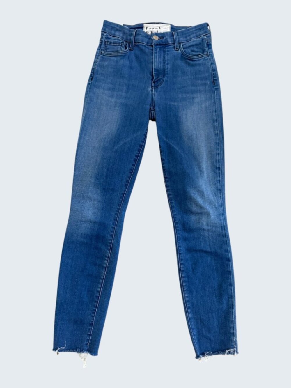 Frank & Eileen Sligo Easy Fit Skinny Jean In Medium Wash Raw Hem Size 25